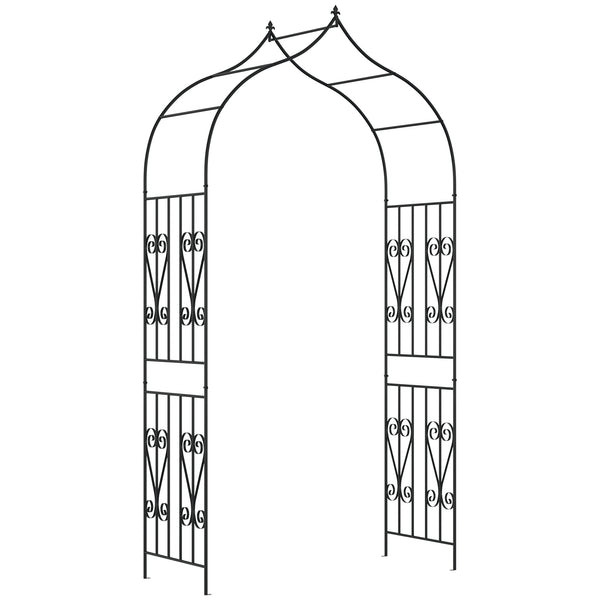 Garden arch with scrollwork design for climbing roses, vines and plants