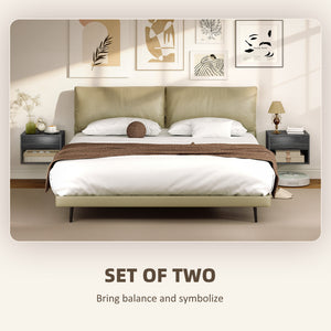 Set of 2 floating nightstands with drawer and open shelf – Gray