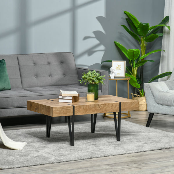 Rustic rectangular coffee table with hairpin legs