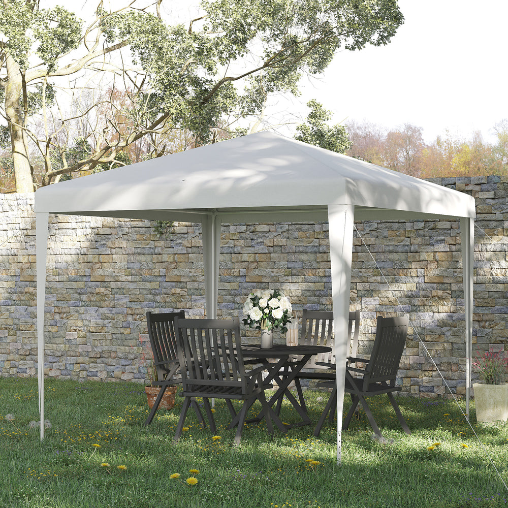 9' x 9' Portable Canopy Party Tent Gazebo Outdoor Sunshade for Weddings Parties with Dressed Legs, White