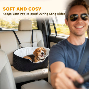 Dog car seat with removable and washable cushion, black
