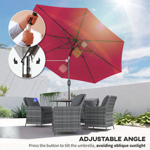 10-foot round parasol with crank and tilt, burgundy red