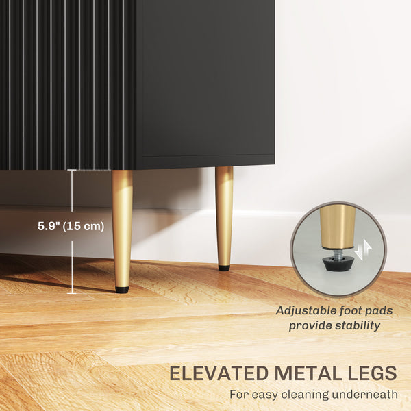 Modern kitchen storage unit with 3 drawers and adjustable shelves, black