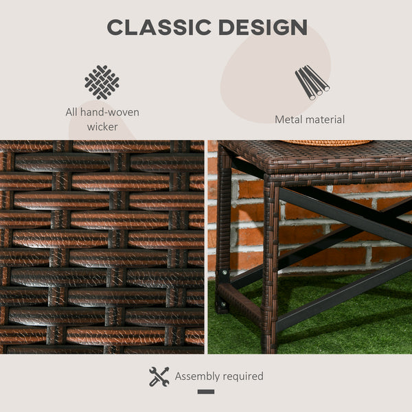 Brown resin wicker patio side table