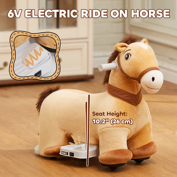 6V Electric Ride-On Horse with Music