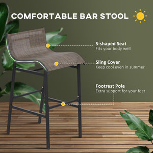 3-Piece Patio Bar Set with 2 Bar Stools and 1 Tempered Glass Bar Table, Beige