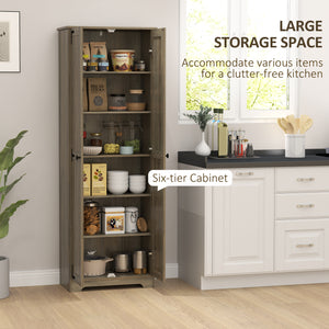 67" Farmhouse Style Storage Cabinet with 2 Doors and Adjustable Shelves, Distressed Gray
