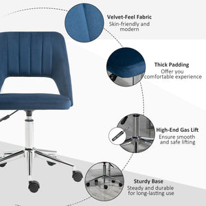 Blue velvet mid-back office chair