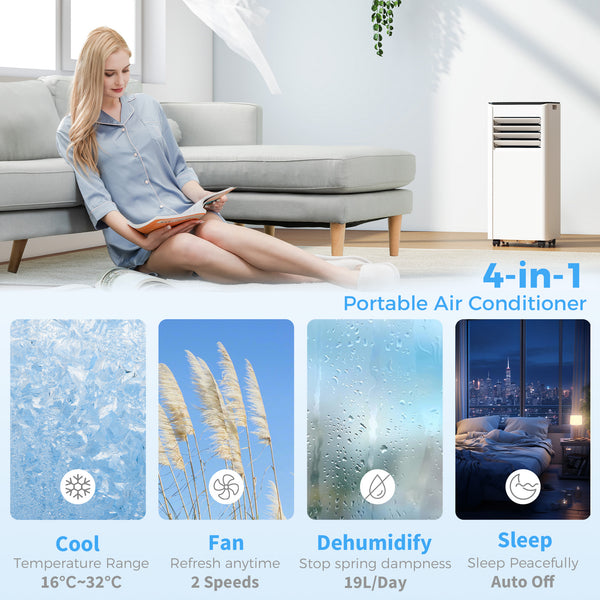 8,000 BTU Portable Air Conditioner with Dehumidifier, Fan, and Wi-Fi Voice Remote for Rooms up to 344 sq ft