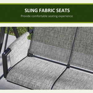 Swing chair for 3 people with adjustable canopy, heather grey