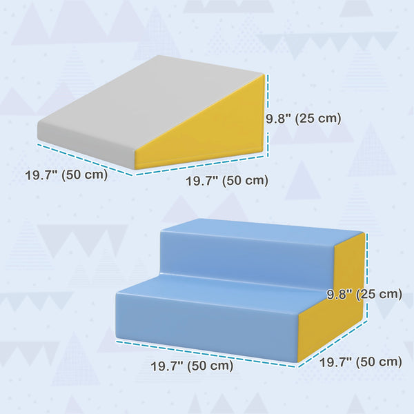2-Piece Soft Play Set for Climbing and Crawling, Blue