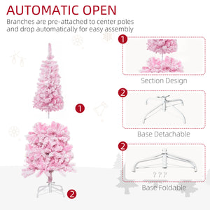 5ft Pink Snow Frosted Artificial Christmas Tree