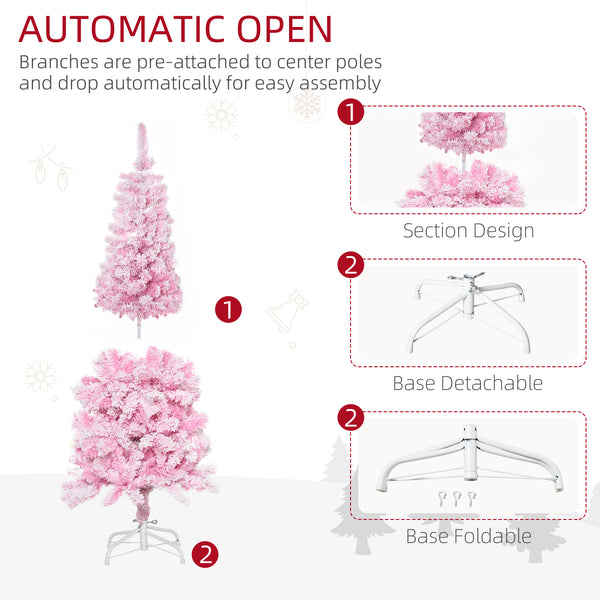 5ft Pink Snow Frosted Artificial Christmas Tree