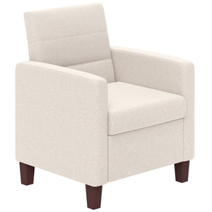 Fabric armchair with seat cushion and non-slip glides, cream white