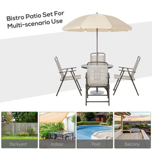6-piece outdoor dining set for 4 people with parasol