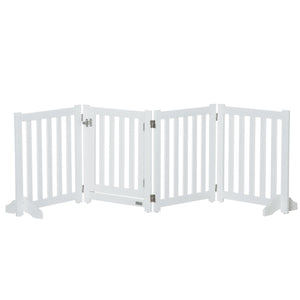 White foldable pet gate with door, 4 panels