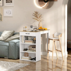 Bar table with drawer and 3 storage shelves