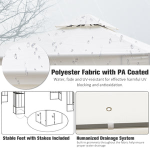 10 x 10 metal gazebo with decorative frame and ventilated roof, cream color