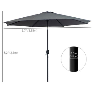9.7-foot round umbrella with crank and tilt, grey 