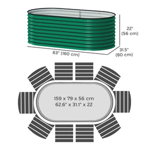 Galvanized raised planter with safety edging and gloves included, dark green 