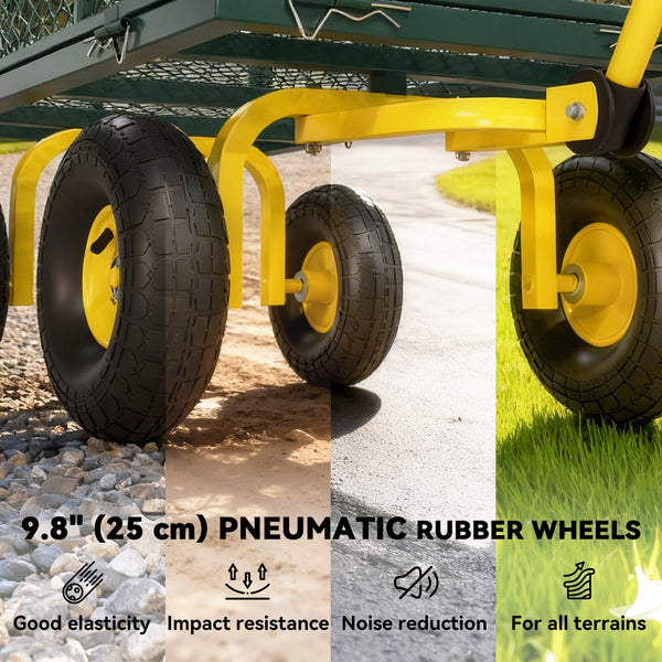 Garden cart with removable side panels, green