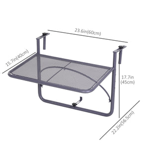 Adjustable metal balcony table, for outdoor balconies, gray