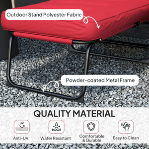 Folding lounge chair with cushion, adjustable backrest with footrest, burgundy 