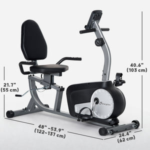 Stationary bike with 8 levels of magnetic resistance, LCD display, adjustable seat and backrest