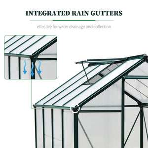 Transparent polycarbonate greenhouse with sliding door