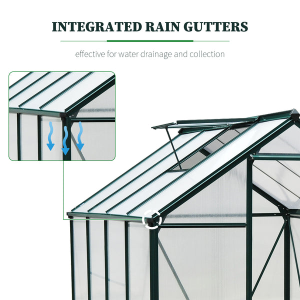 Transparent polycarbonate greenhouse with sliding door