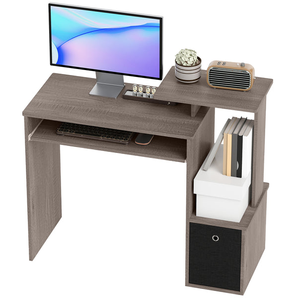 Computer Desk with Sliding Keyboard Tray, Storage Drawer, Gray