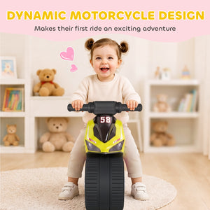 Green musical ride-on motorcycle, 18 to 36 months