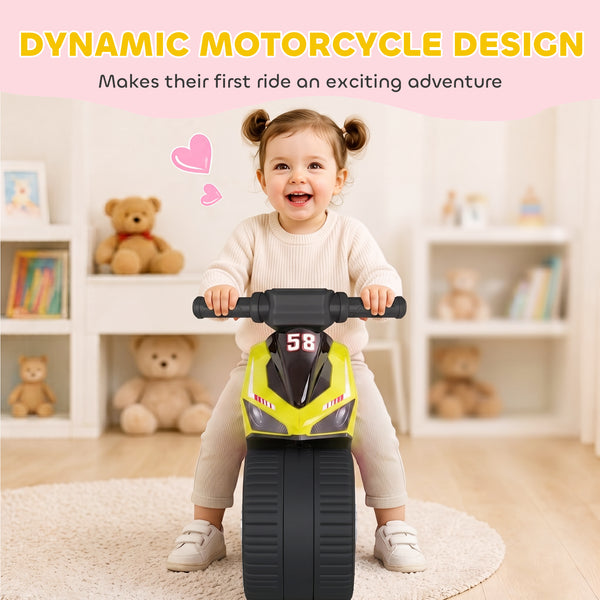 Green musical ride-on motorcycle, 18 to 36 months