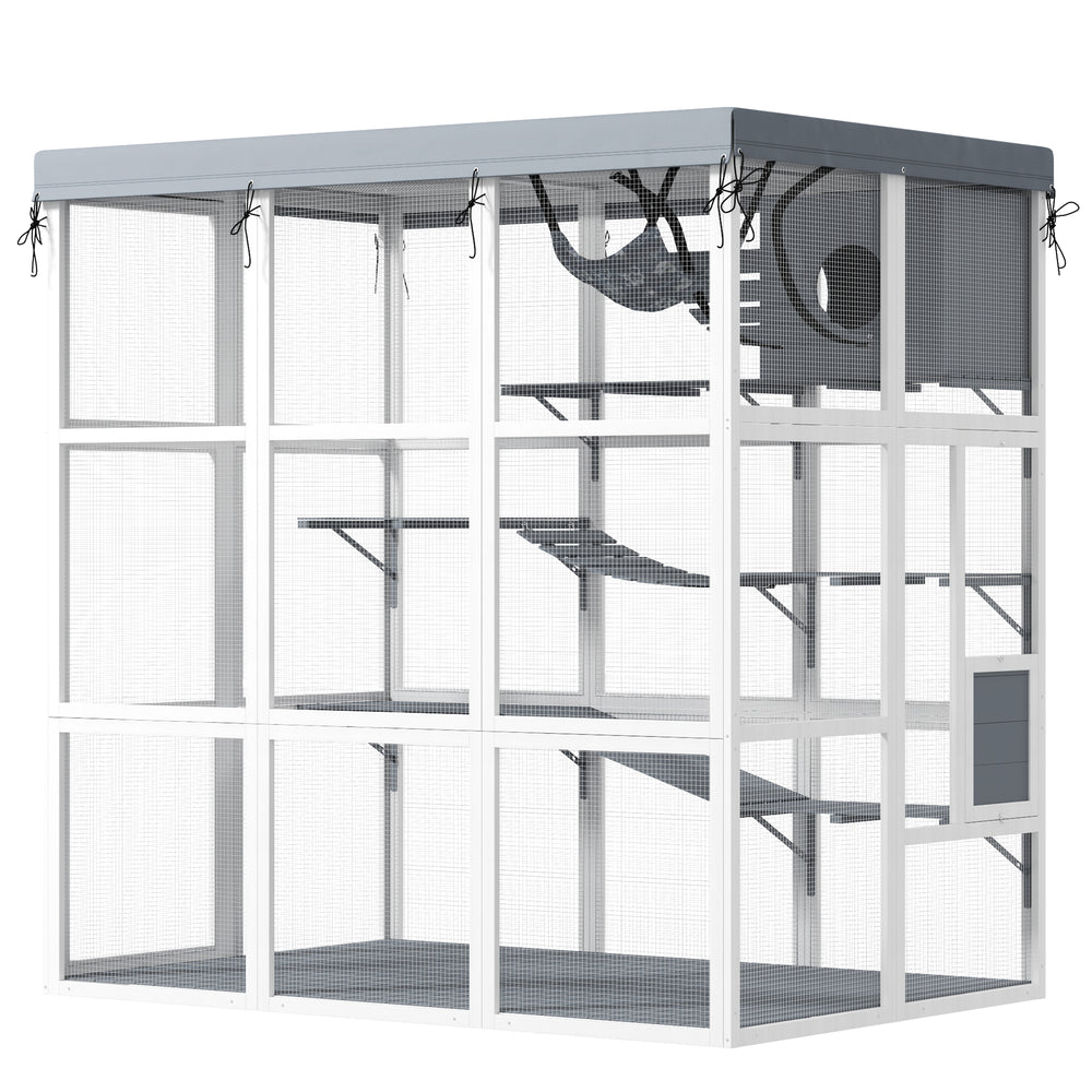 Cat enclosure with weatherproof cover