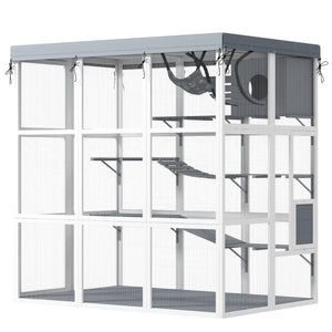 Cat enclosure with weatherproof cover