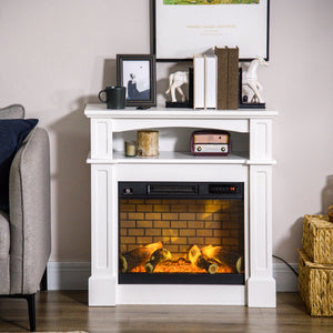 700W/1400W Electric Fireplace with White Mantel
