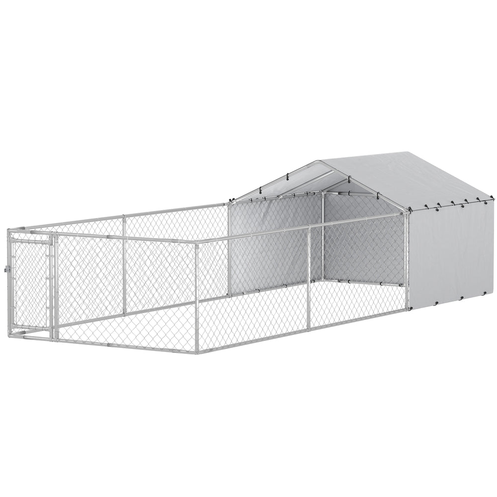 Galvanized steel kennel with waterproof cover