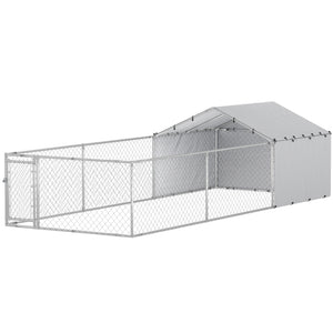 Galvanized steel kennel with waterproof cover