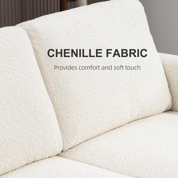 2 seater sofa with removable cushions and wooden frame, cream white