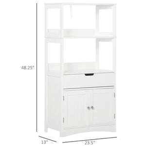 Bathroom cabinet with shelves, drawer and doors, for living room, white