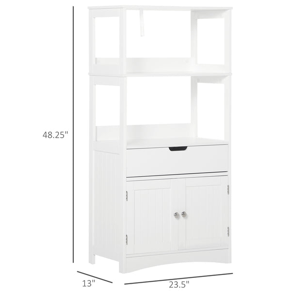Bathroom cabinet with shelves, drawer and doors, for living room, white