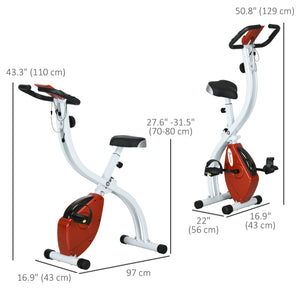 Foldable and quiet exercise bike with 8-level magnetic resistance, red