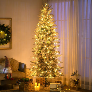 7ft Pre-Lit Frosted Artificial Christmas Tree with Warm White Clear Lights