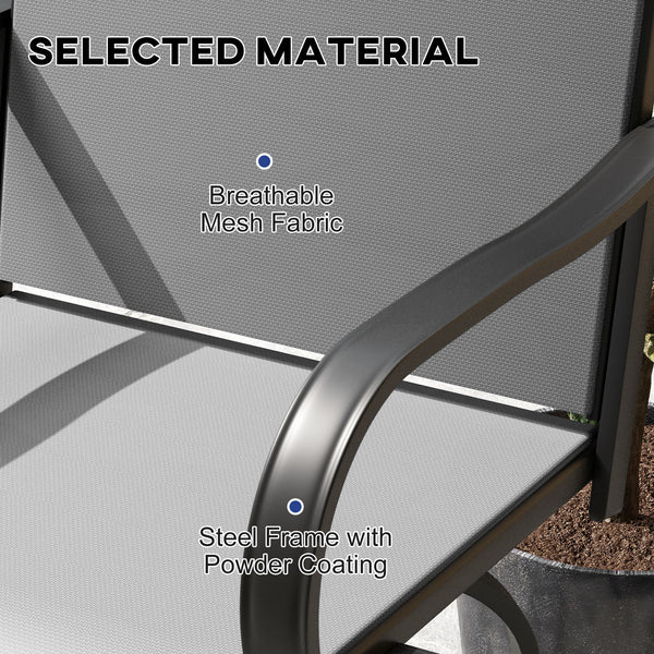 Set of 2 360° Swivel Outdoor Bar Stools, Grey