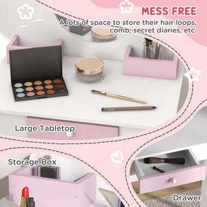 Unicorn Dressing Table with Stool, Mirror, Drawer and Storage Boxes, White