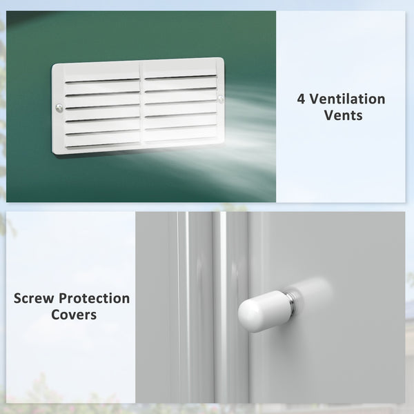 Practical garden shed with 4 ventilation openings and double sliding doors, green
