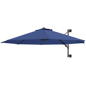 9.6 x 9.6 ft Wall Mounted Umbrella with Crank, Dark Blue