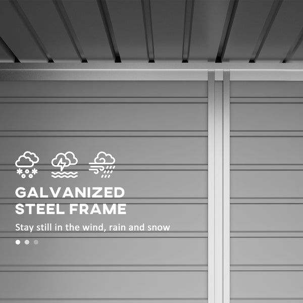 Galvanized metal garden shed with double door and 2 vents, green