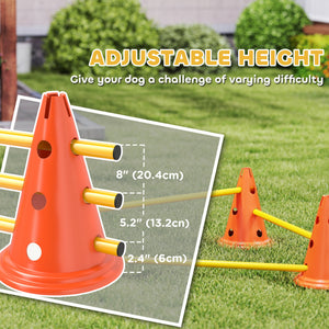 Set of agility cones and hurdles for dogs, orange