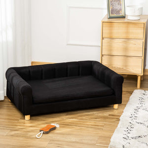 Modern Pet Sofa for Medium or Large Pets with Removable Seat Cushion, Black